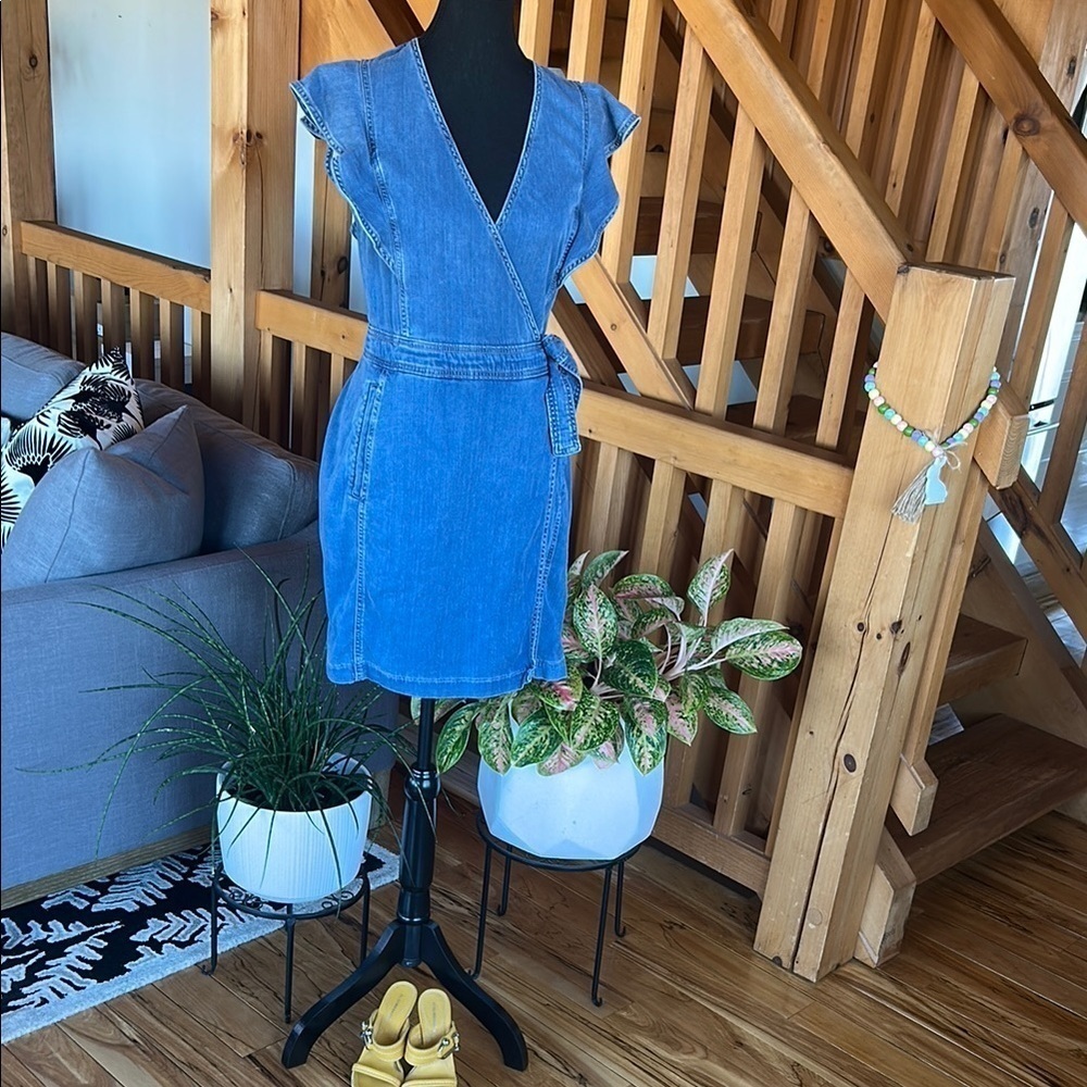 White House Black Market Blue Wrap Tie Front Mini Dress - Picture 6 of 12